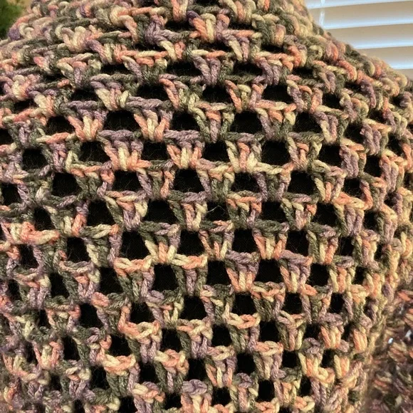 Handmade Crochet Oversized Shrug Cocoon Sweater Knit Cozy Wrap - Picture 7 of 8